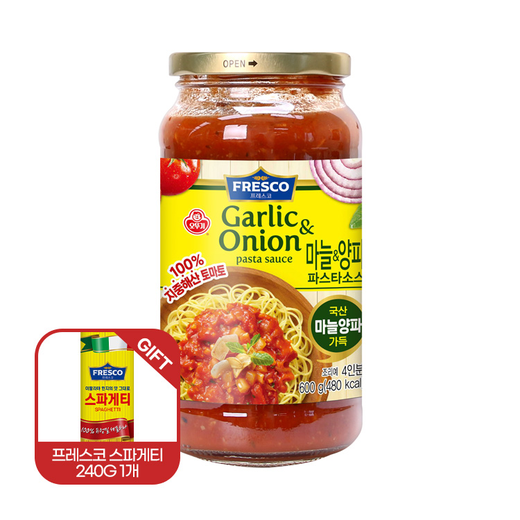 [스파게티면240G 1개 증정] 프레스코 파스타소스 마늘&양파 600G