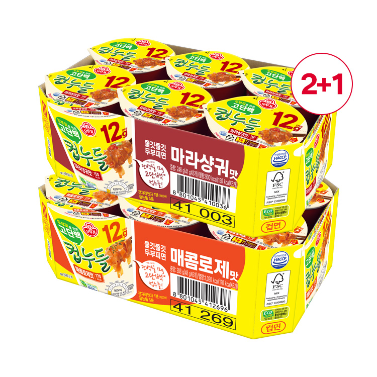 [투쁠원] 고단백컵누들 12입+6입 골라담기 (마라샹궈맛/매콤로제맛)