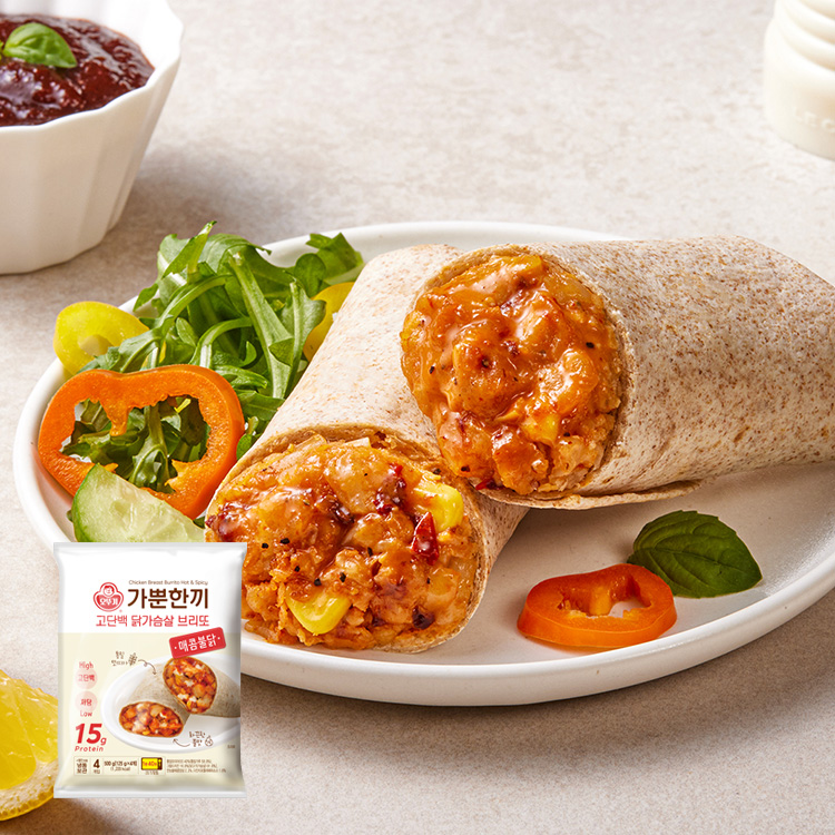 [4/23일부터 순차발송][이달의신제품 15%할인] 가뿐한끼 고단백 닭가슴살 브리또 매콤불닭 (125GX4)