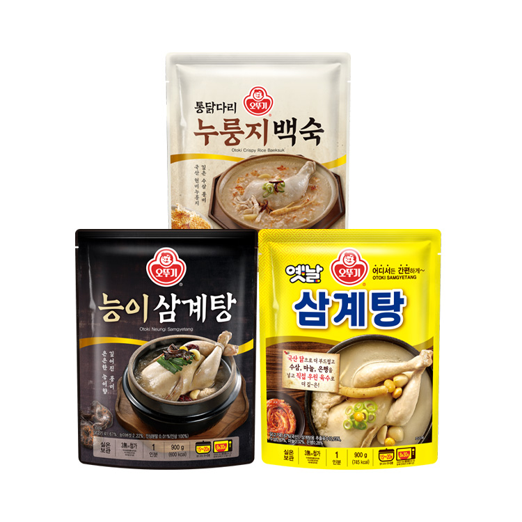 삼계탕 3개 골라담기 (옛날 삼계탕 900G/능이 삼계탕 900G/누룽지 백숙 500G)
